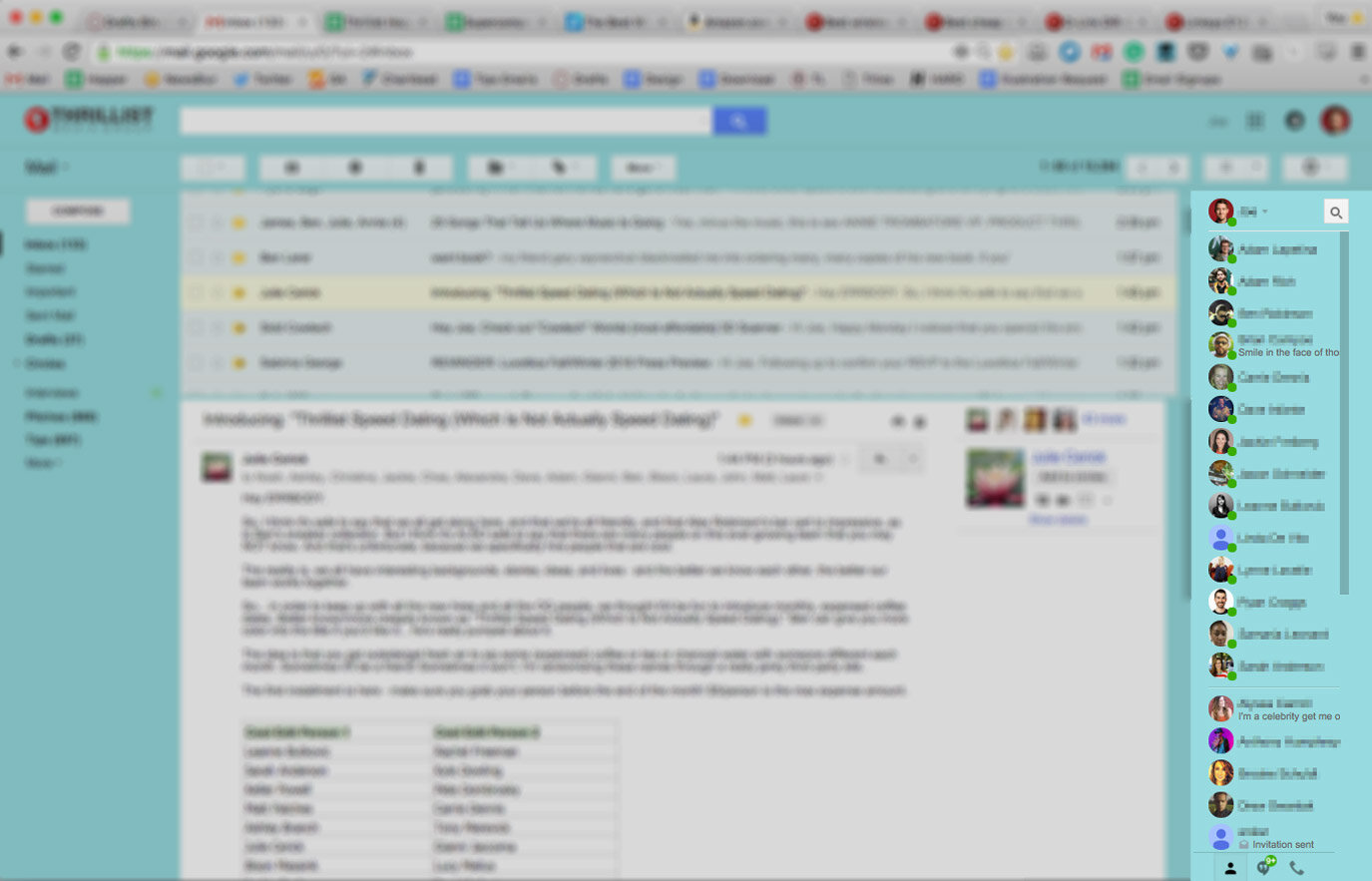 Gmail inbox with right side chat