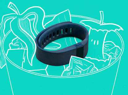 Jason Hoffman Thrillist illustration of FitBit fitness tracker in trash