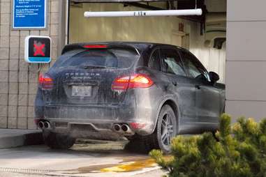 Porsche in a car wash 