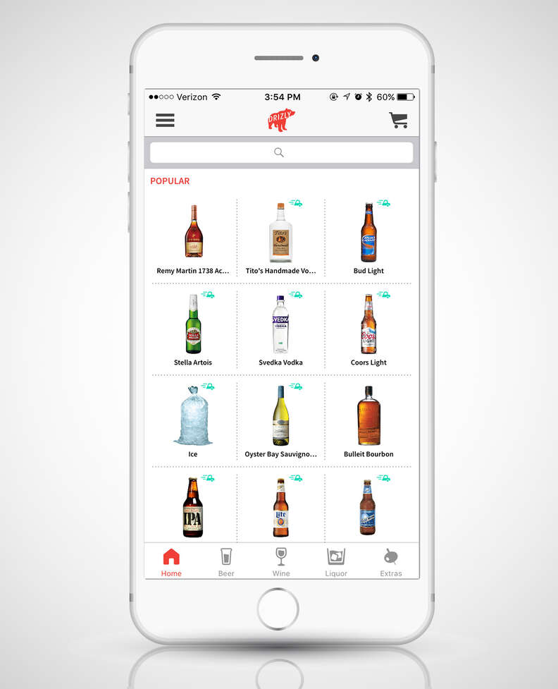 Drizly app, alcohol delivery app