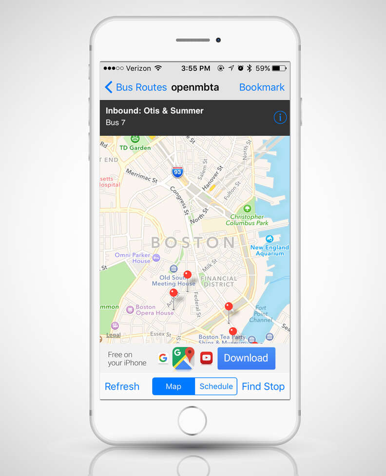 OpenMBTA app, map apps