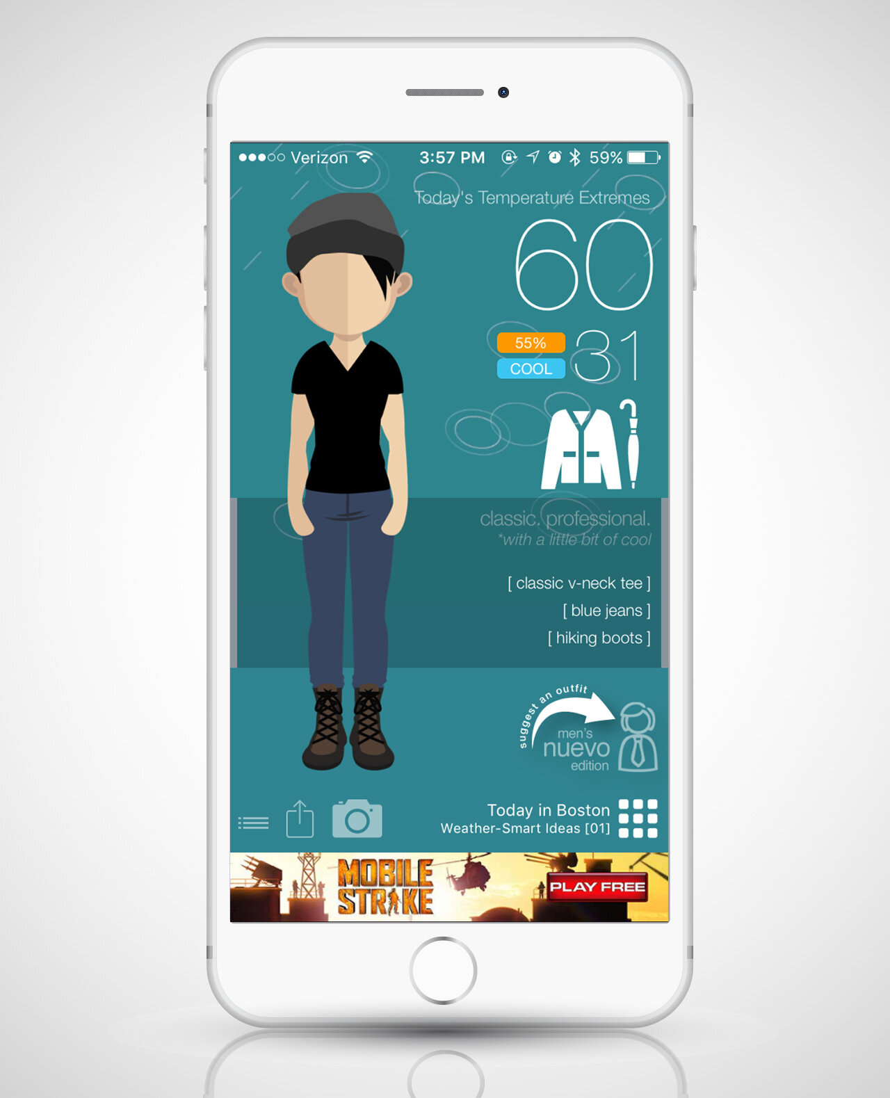 Swackett app, weather app, clothing app