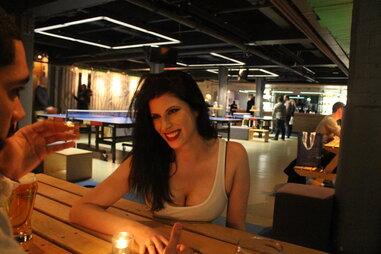 girl on date at ping pong bar