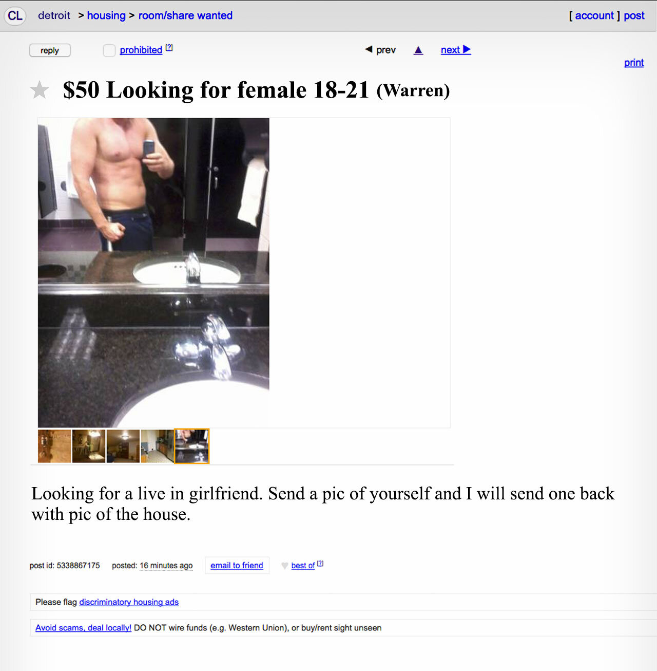 Screenshot via Craigslist