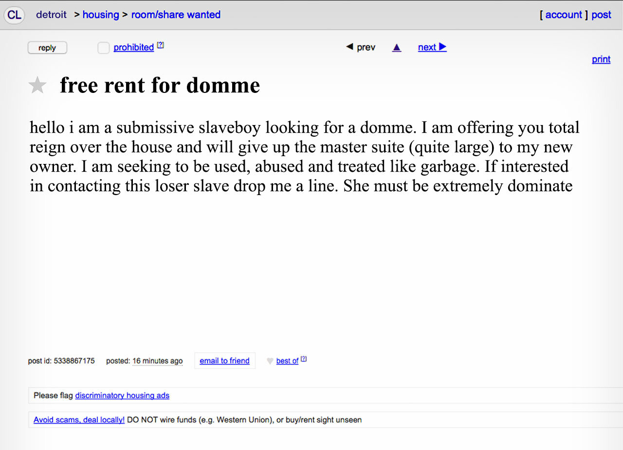 Screenshot via Craigslist