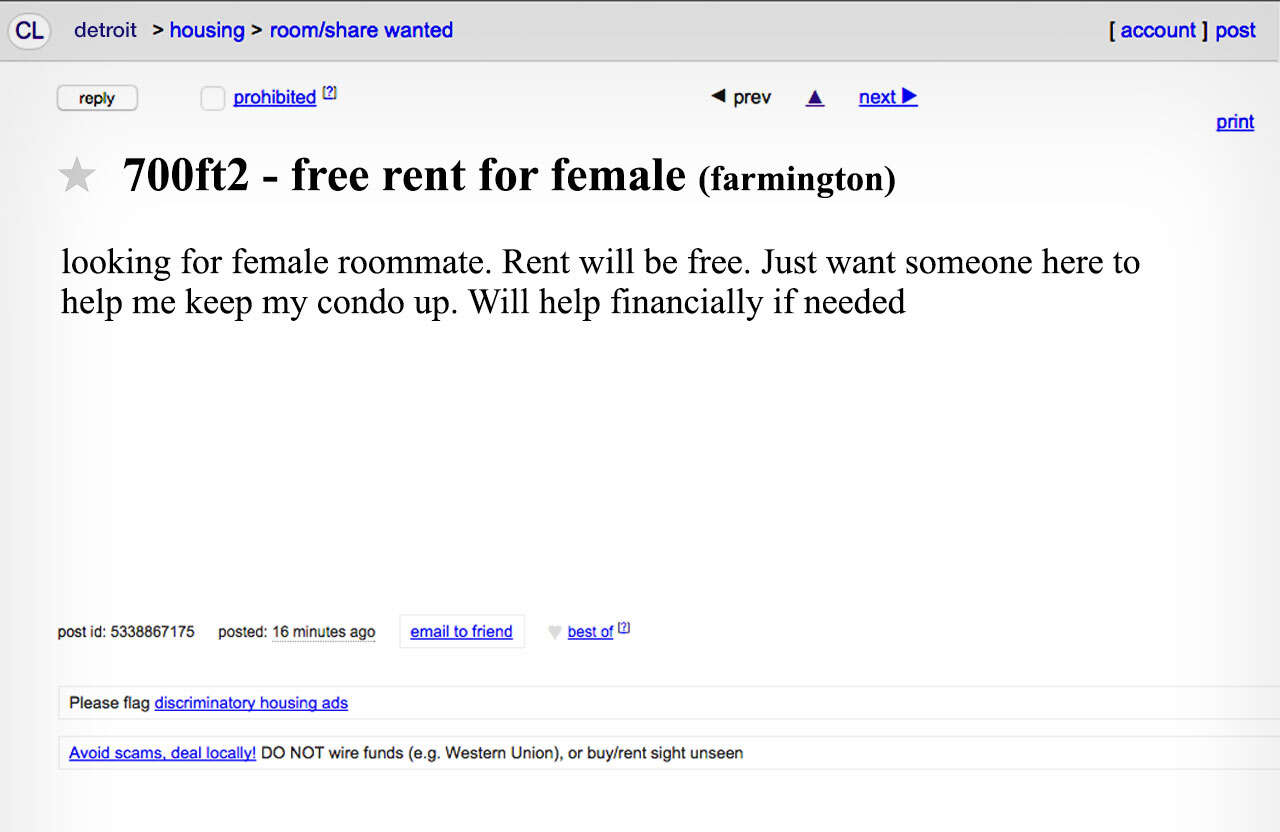 The Creepiest, Weirdest Roommate Ads on Detroit Craigslist - Thrillist