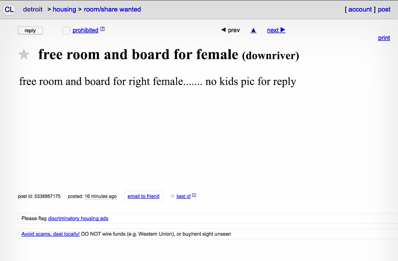 Screenshot via Craigslist