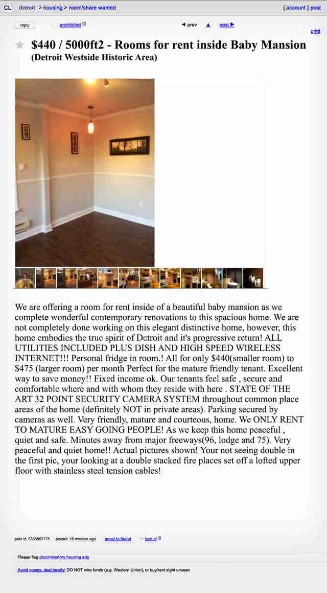 The Creepiest Weirdest Roommate Ads On Detroit Craigslist