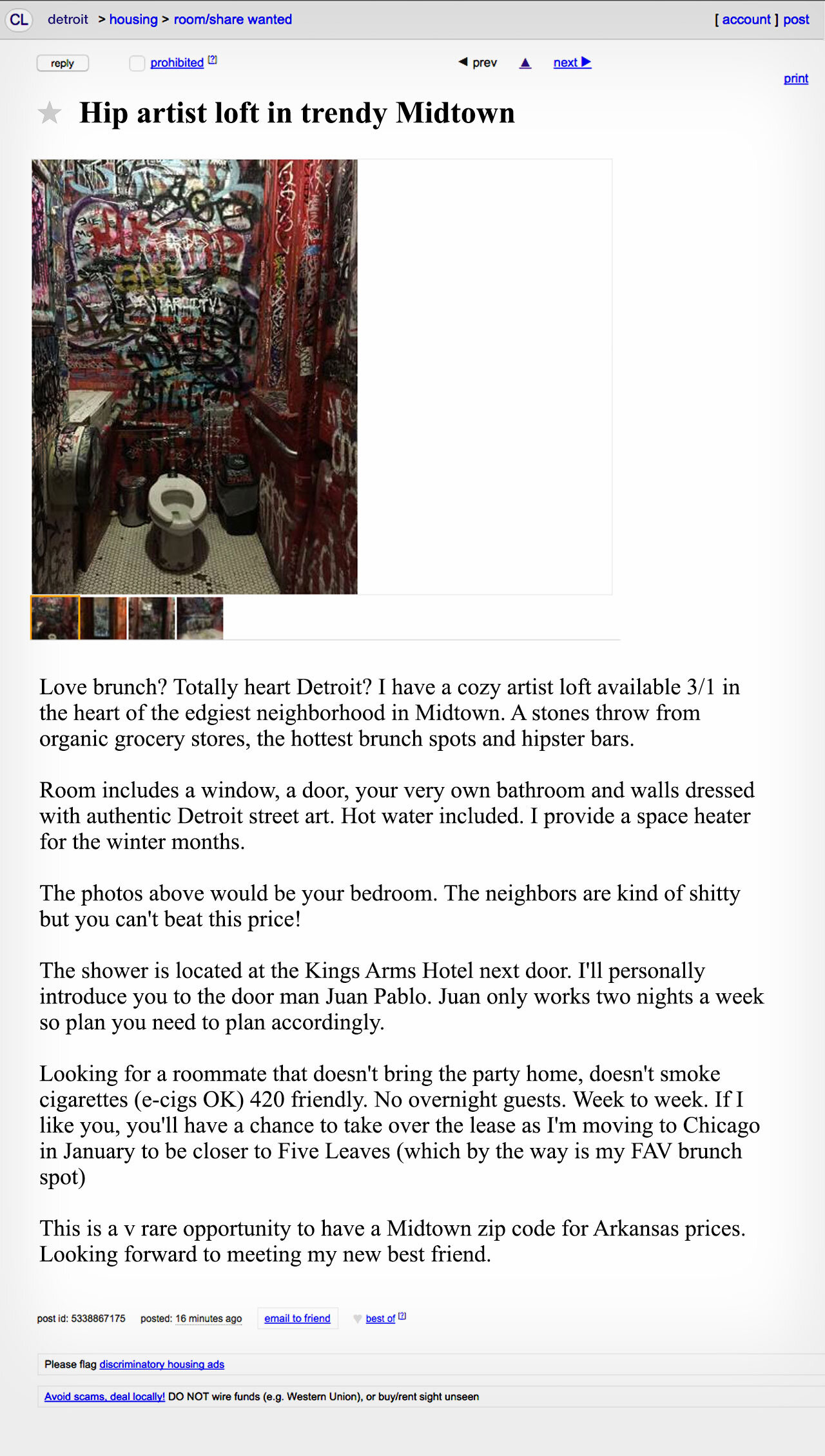 Screenshot via Craigslist