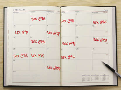 Calendar schedule with "sex" written in pen