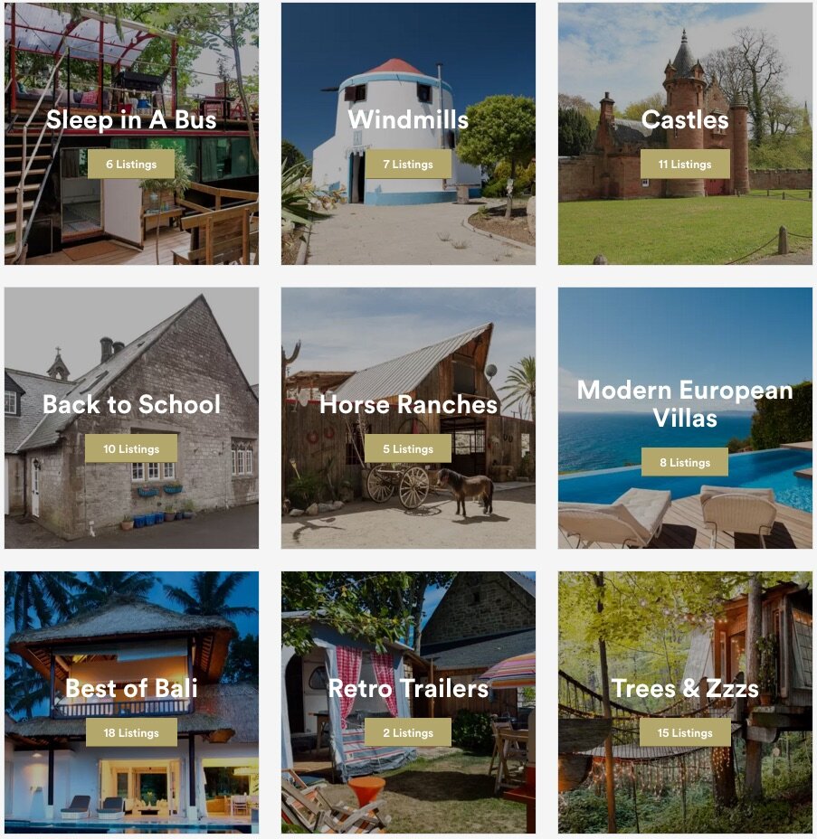 screenshot of airbnb picks