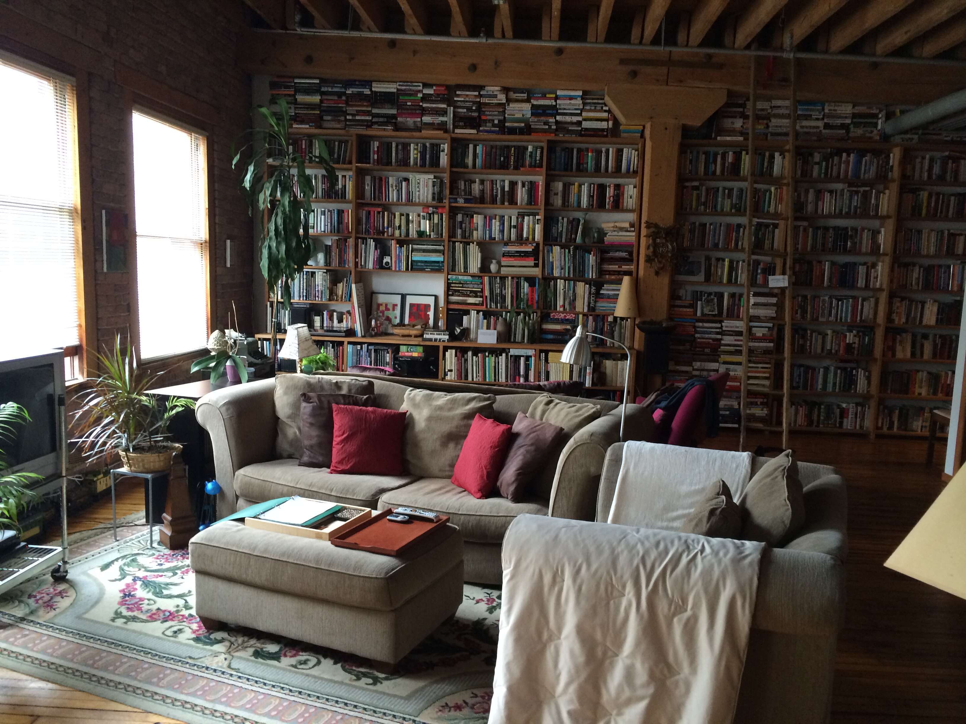 library/living room in an airbnb listing