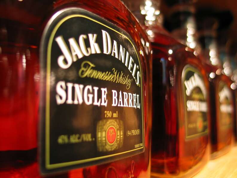 jack daniels single barrel whiskey bottle close up