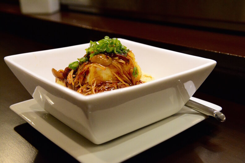 Agedashi tofu with mushrooms at Takumi Sushi