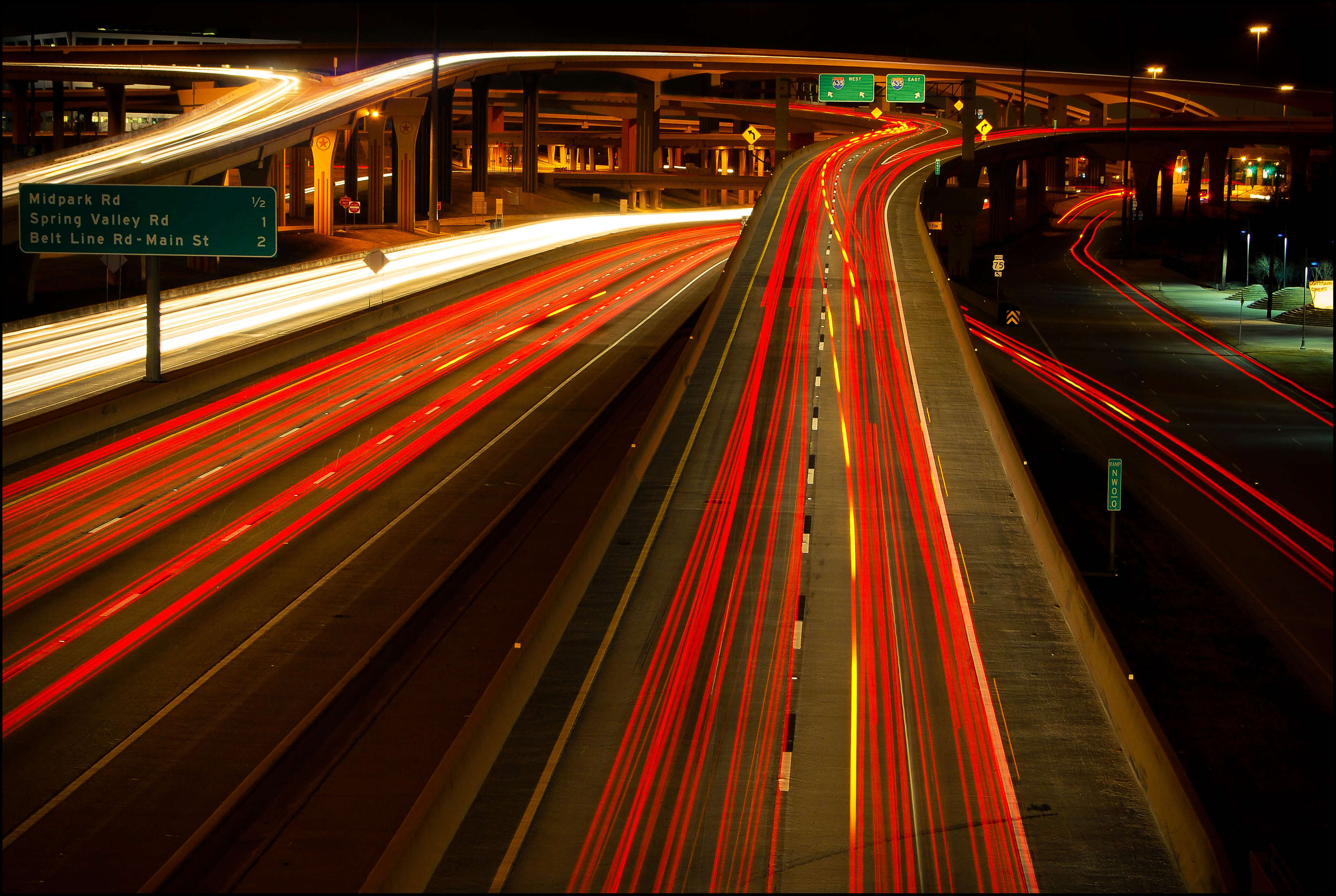 high five interchange at night dallas texas