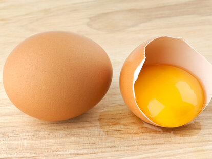 whole and broken eggs