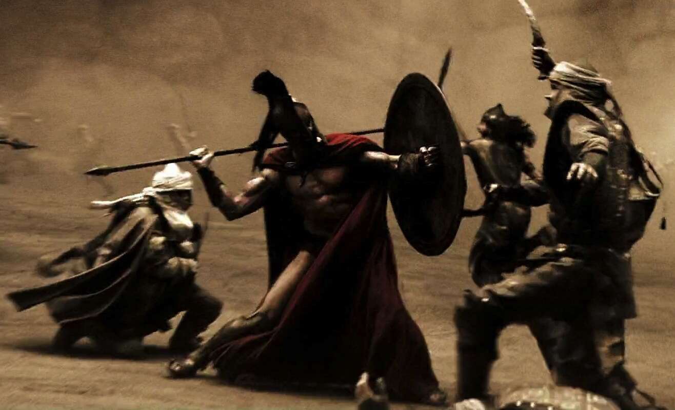 Villains fighting in 300 movie