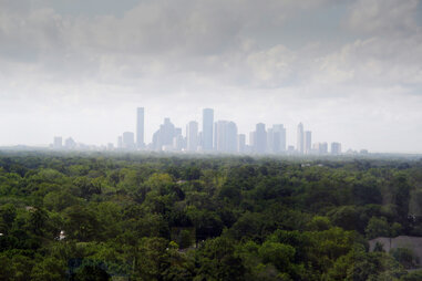 Downtown Houston in the fog