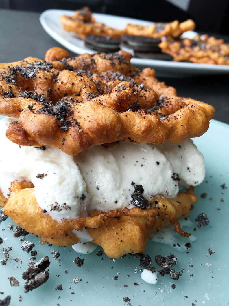 funnel cake with ice cream