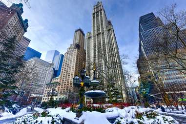 new york city during winter skyline