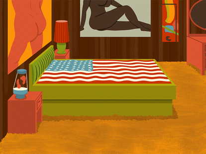 Waterbed with the American flag