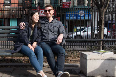 happy couple in the park