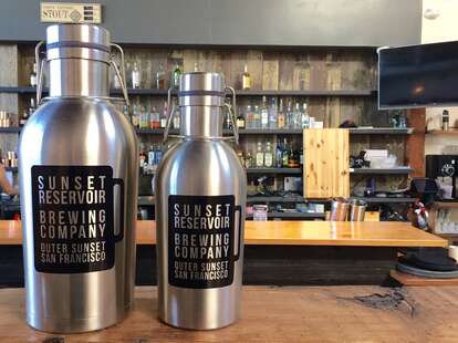 Stainless Steel Sunset Reservoir Brewing Company Growlers