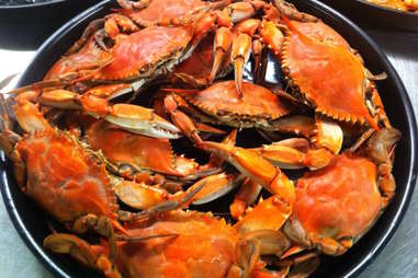 crabs close up in pot cooking gumbo