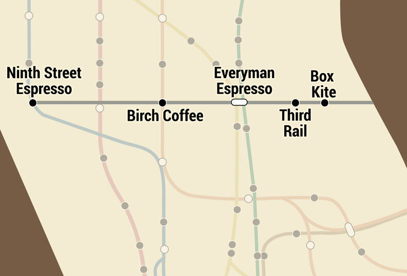 NYC subway coffee map