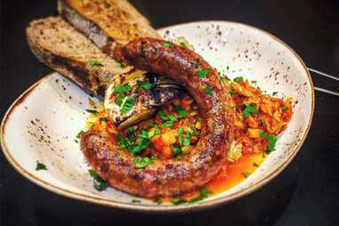 sausage at green grill and bbq