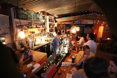 New York city bar with guests
