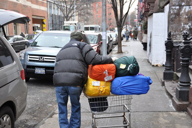 Man delivering bags of laundry