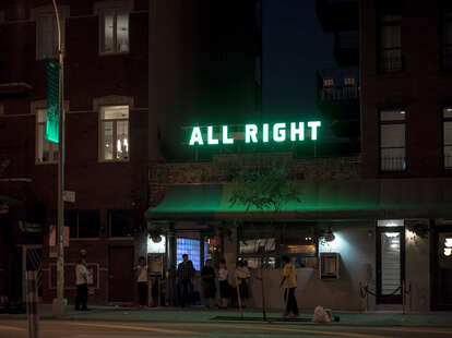 baby's all right exterior bar night outdoors green awning