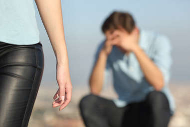 man and woman breaking up