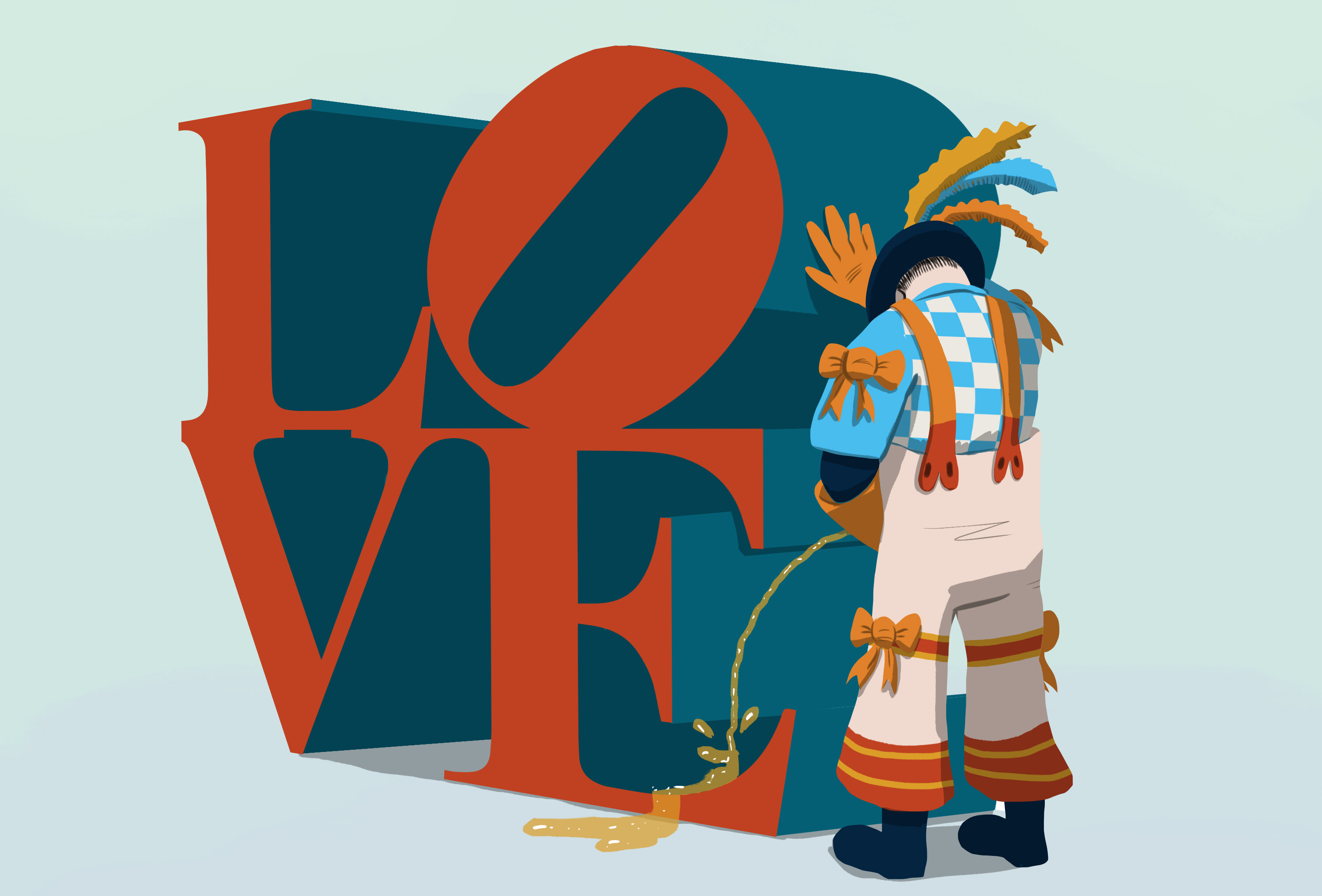 peeing on the LOVE installation