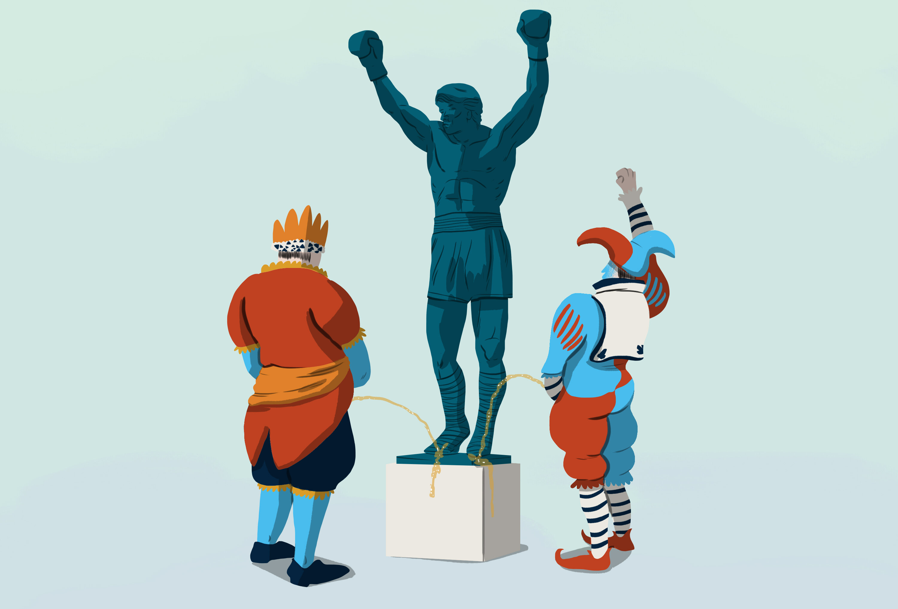 Peeing on the Rocky statue