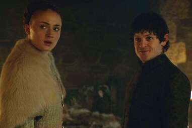 Sophie Turner as Sansa Stark and Iwan Rheon as Ramsay Bolton in HBO Game of Thrones
