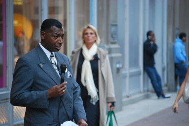 street preacher chicago cityscape