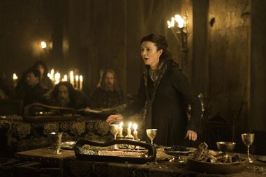 Michelle Fairley as Catelyn Stark at the Red Wedding in HBO Game of Thrones
