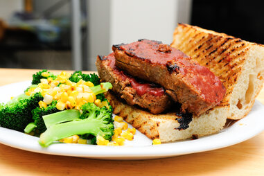 meatloaf sandwich on toasted ciabatta