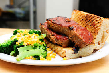 meatloaf sandwich on toasted ciabatta