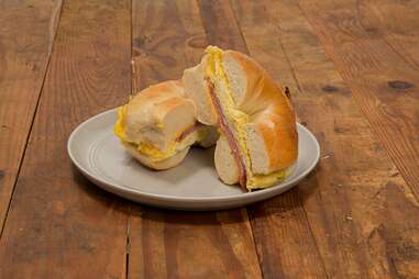 taylor ham egg and cheese on a bagel