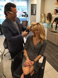 Woman getting her hair done
