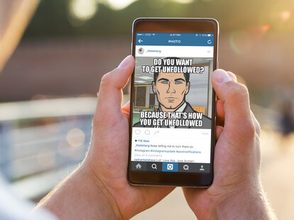 Person using phone with new Instagram adjustments