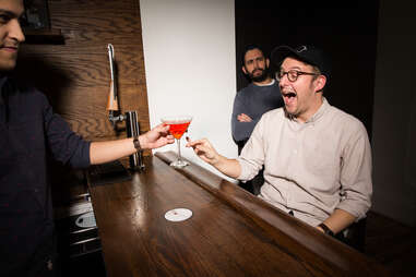 Man ordering girly drink