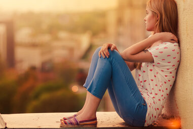 lonely woman traveling alone