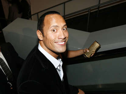 The Rock, Dwayne Johnson, Suit, gold bag