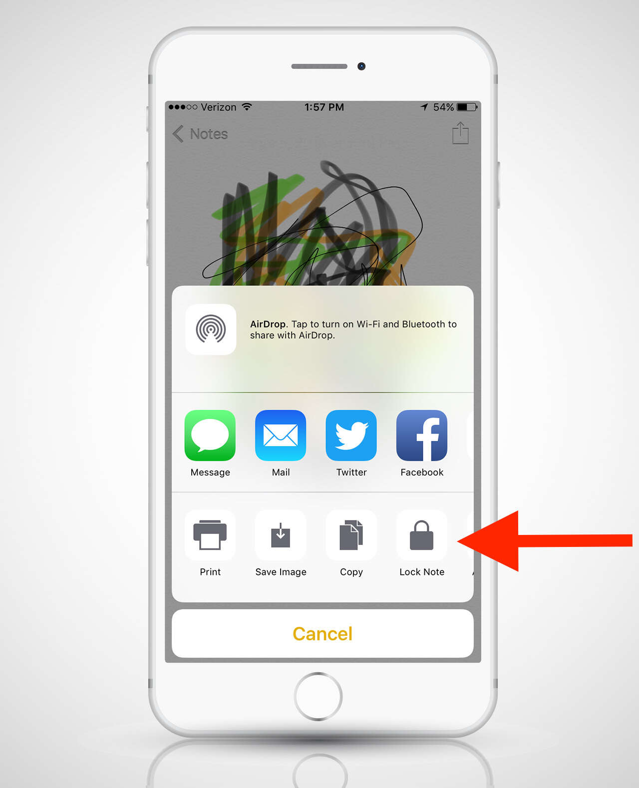 screenshot of notes app on iphone 6
