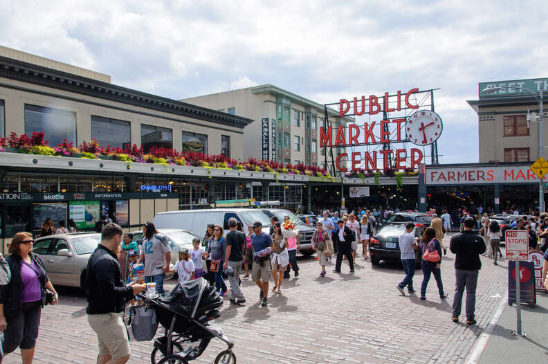 crowded pike place market seattle