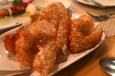 pork cracklins on plate